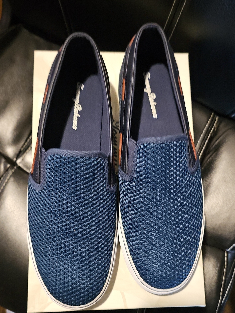Tommy Bahama Navy Knit Slip-On Loafers
